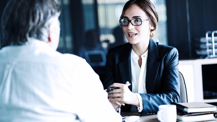 Female HR Personal Meeting