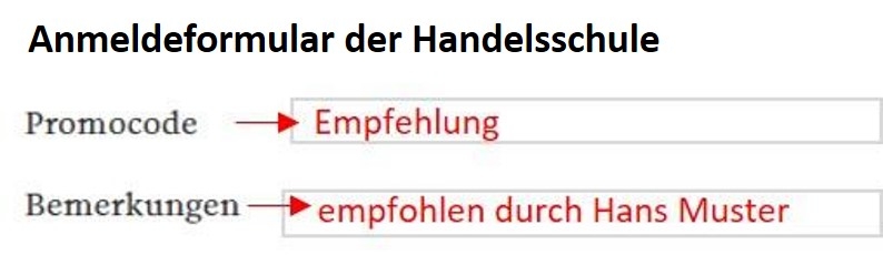 Handelsschule Empfehlung Anmeldung