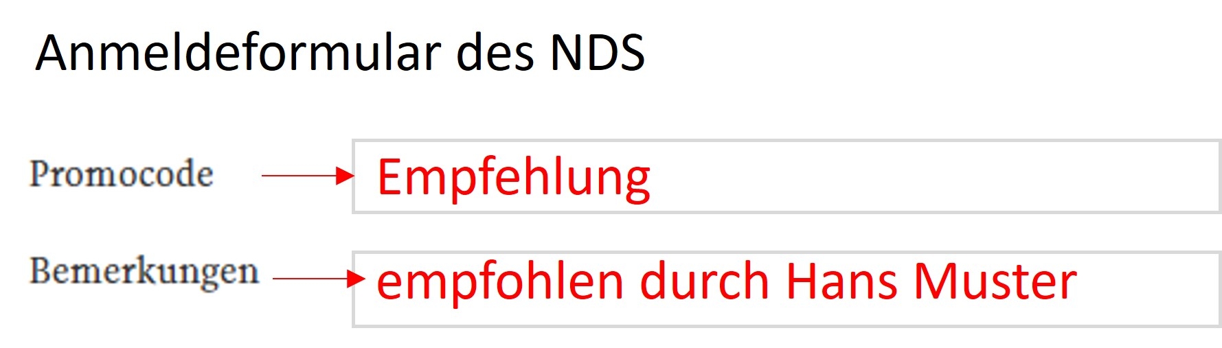 NDS Anmeldung Promocode