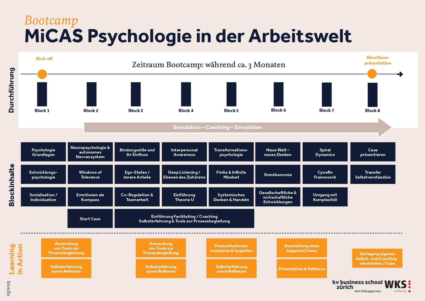Ablauf Bootcamp MiCAS Psychologie in der Arbeitswelt